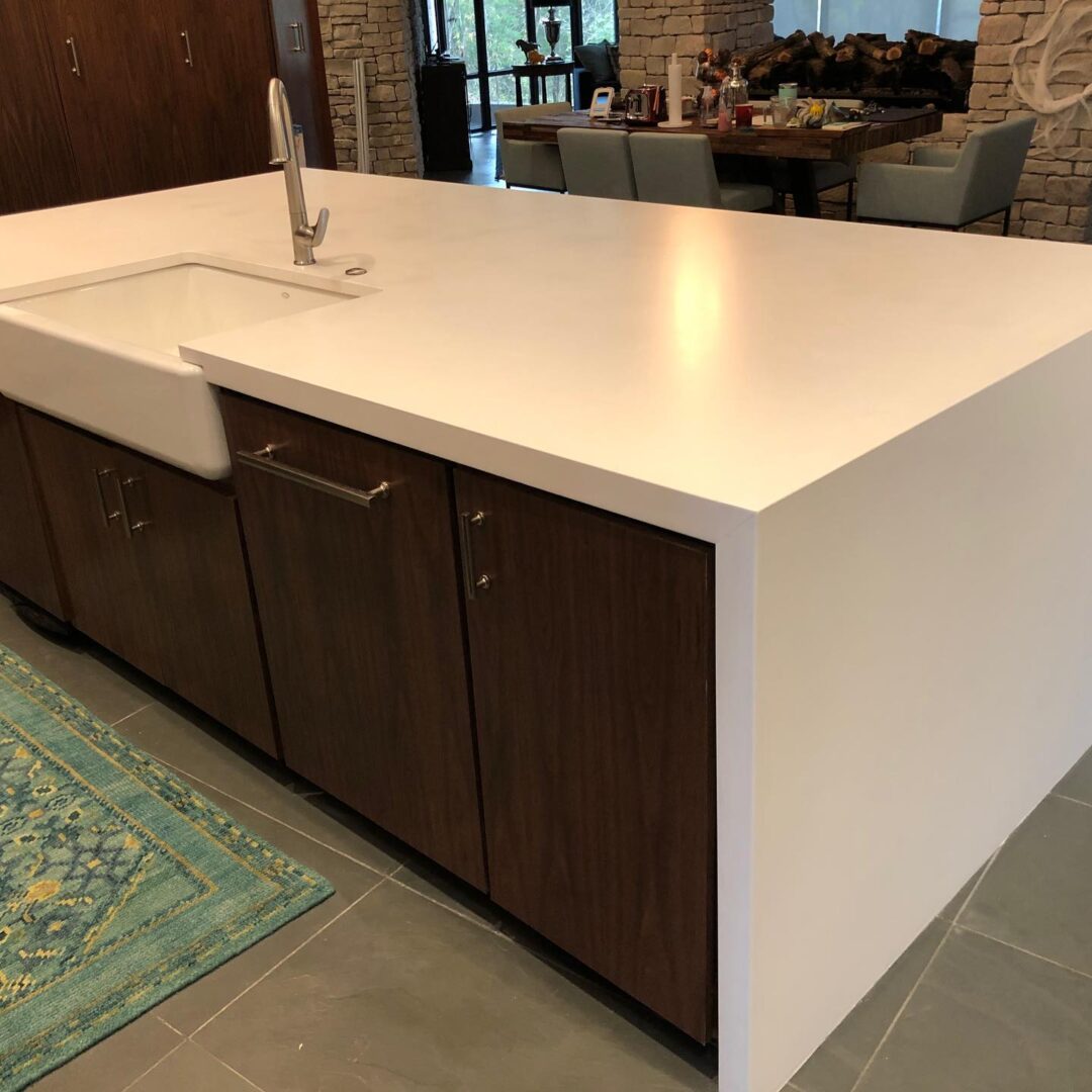 Plain white countertop with sink